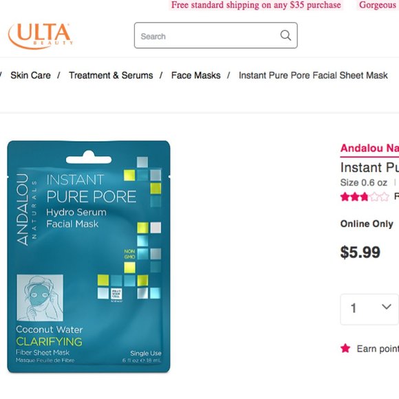 Andalou Naturals Instant Pure Pore Facial Sheet Mask (set of 6) - Picture 6 of 7